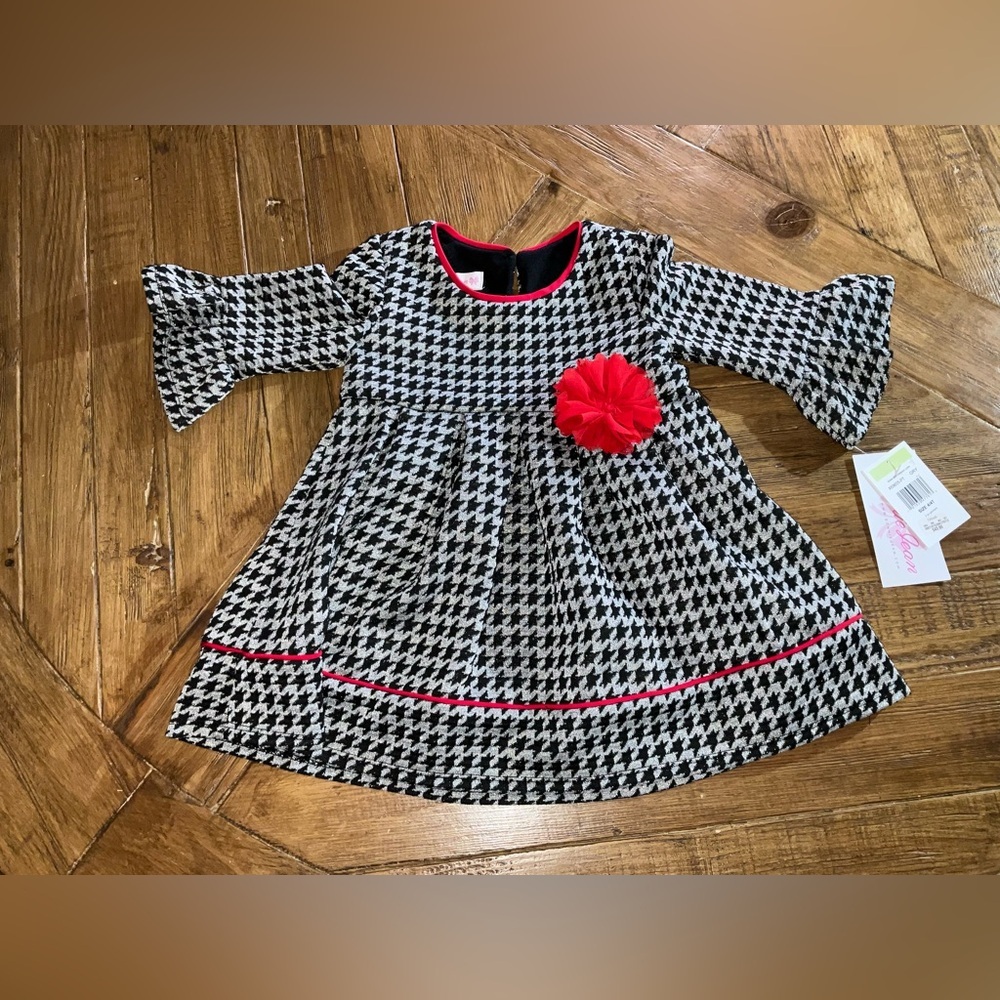 Bonnie Jean houndstooth dress sparkly silver and black - nwt - size 4T